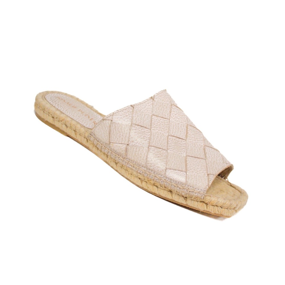 Donald Pliner Nycet Woven Leather Espadrille Sandal in Champagne Luster Size 9